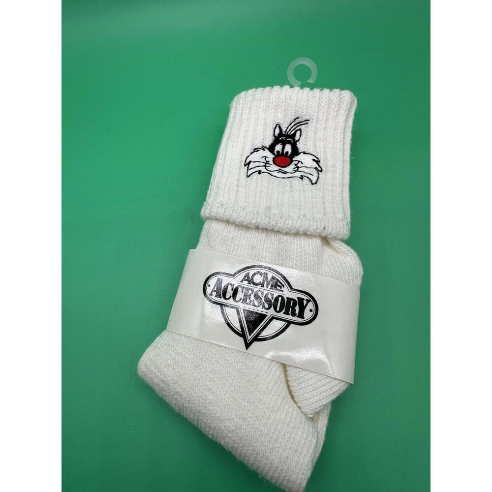 NEW Vintage Acme Socks 1991 Wht Sylvester Warner Brother Looney Tunes US Made